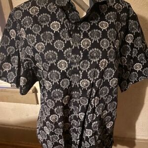 Men's Short-Sleeve Black Dandelion Print Shirt